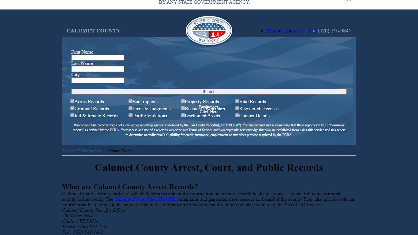 Calumet County Arrest, Court, and Public Records