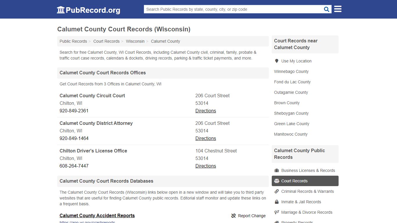 Free Calumet County Court Records (Wisconsin Court Records) - PubRecord.org