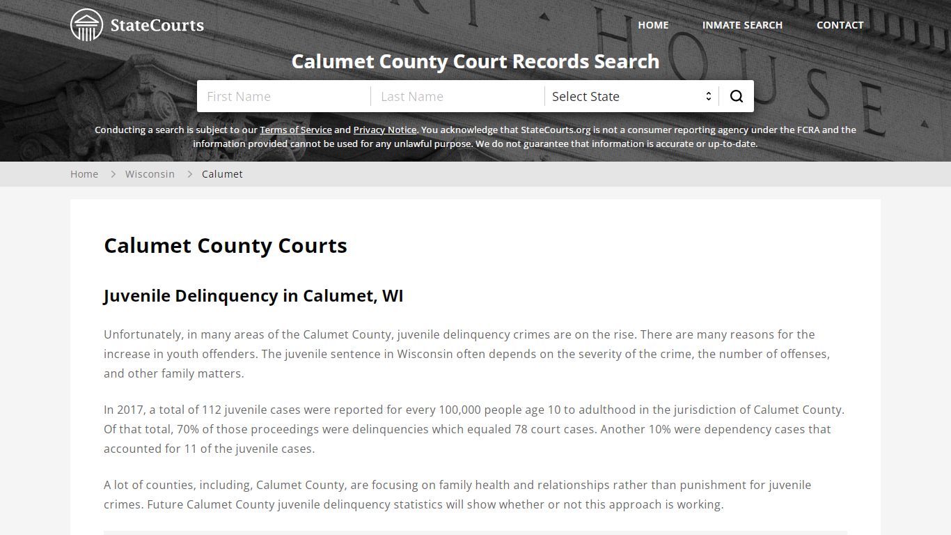 Calumet County, WI Courts - Records & Cases - StateCourts